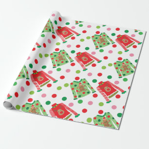 Den fula jultröjapolkaen pricker inpackning av presentpapper