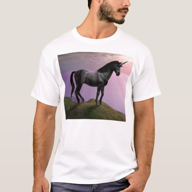 Den gäcka svart unicornen t-shirt (Framsida)