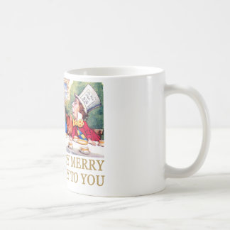DEN GALNA HATTMAKAREN ÖNSKAR ALICE EN GLAD OBURSDA KAFFEMUGG