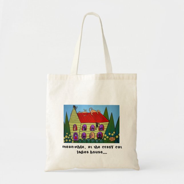 Den galna kattdamen hänger lös tygkasse (Framsidan)