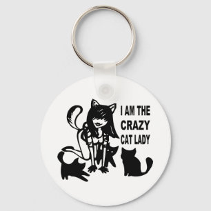 Den galna kattdamen KeyChain Nyckelring
