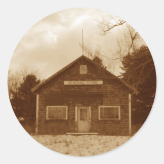 Den gamla allmänna butiken- etiketten runt klistermärke