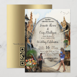 Den gamla Amsterdammarknaden Anton Pieck stil Art Inbjudningar
