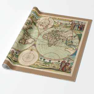 Den gamla antika Vintagen general Karta i världen Presentpapper