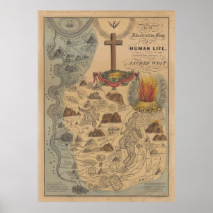 Den gamla bibliska Karta i Helig (1847) Poster