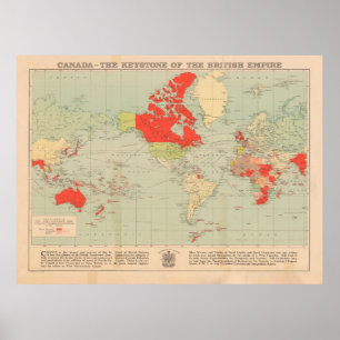 Den gamla brittiska imperiets världskarta (1920) poster
