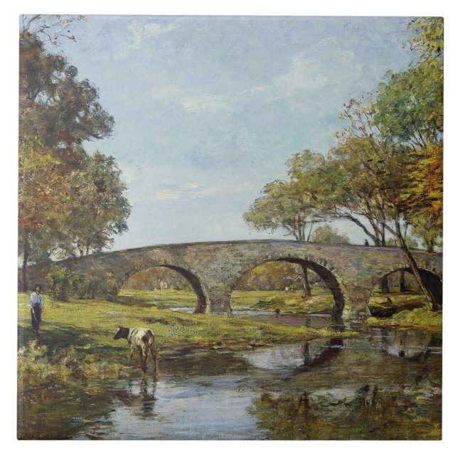 Den gamla bron (av Theodore Robinson) Kakelplatta (Framsidan)