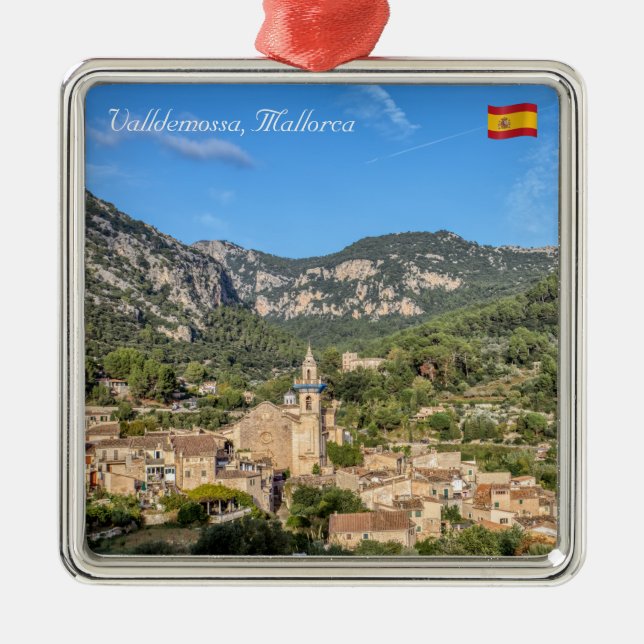 Den gamla byn Valldemossa - Mallorca, Spanien Julgransprydnad Metall (Framsidan)