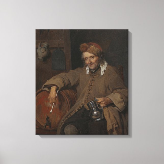 Den gamla drickaren (av Gabriel Metsu) Canvastryck (Framsida)