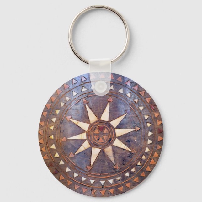 Den gamla grekiska symbolen trä av etnisk sol-moti nyckelring (Framsida)