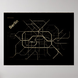 Den gamla karta i Berlin-Tunnelbanan Poster
