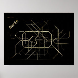 Den gamla karta i Berlin-Tunnelbanan Poster
