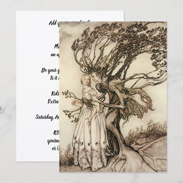 Den gamla kvinnan i skogen av Arthur Rackham Inbjudningar (Fram/baksida)