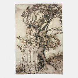 Den gamla kvinnan i skogen av Arthur Rackham Kökshandduk