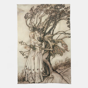 Den gamla kvinnan i skogen av Arthur Rackham Kökshandduk