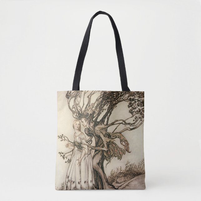 Den gamla kvinnan i skogen av Arthur Rackham Tygkasse (Framsida)