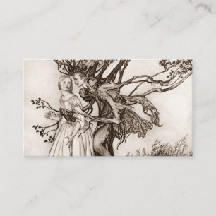 Den gamla kvinnan i skogen av Arthur Rackham Visitkort