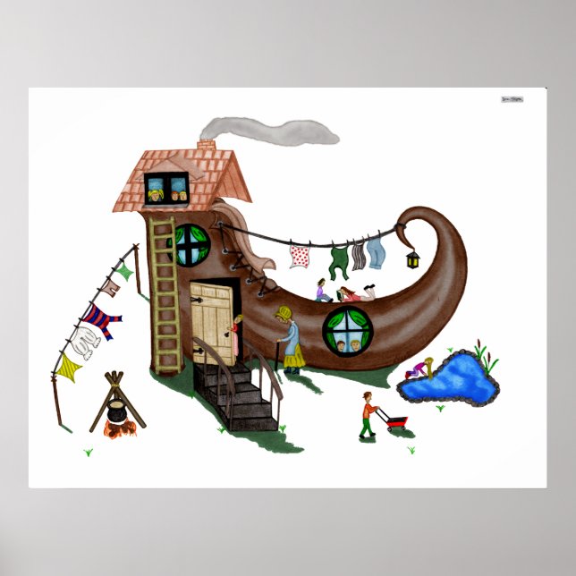 Den gamla kvinnan i skon poster (Framsidan)