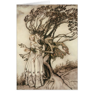 Den gamla kvinnan i Wood av Arthur Rackham Hälsningskort