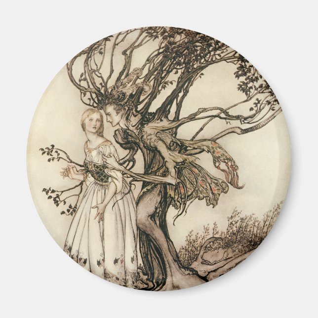 Den gamla kvinnan i Wood av Arthur Rackham Magnet (Framsidan)