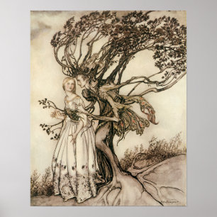 Den gamla kvinnan i Wood av Arthur Rackham Poster