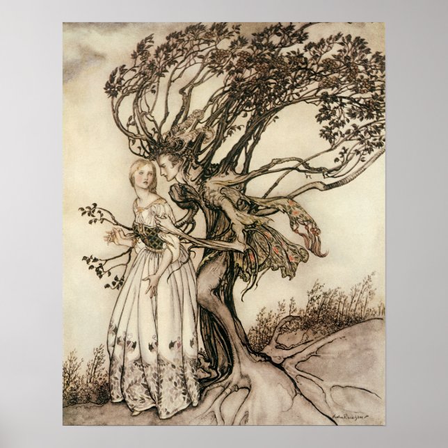 Den gamla kvinnan i Wood av Arthur Rackham Poster (Framsidan)