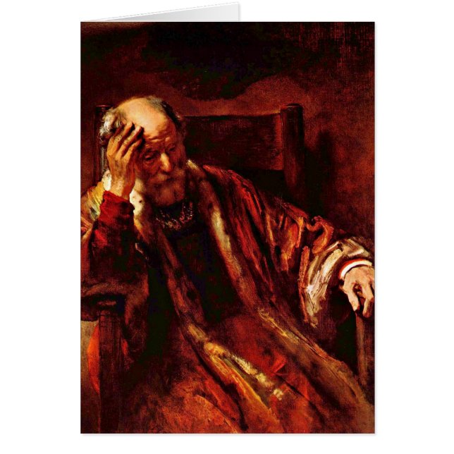 Den gamla mannen i vapenstolen av Rembrandt Van Ri Hälsningskort (Framsidan)