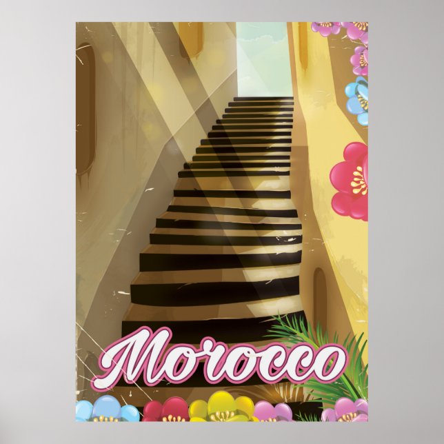 Den gamla marockanska reseaffischen poster (Framsidan)