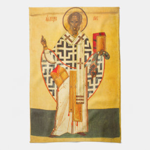 Den gamla ryska ikonen St.Nicholas Kökshandduk