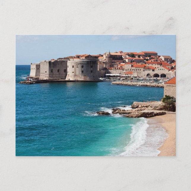 Den gamla staden Dubrovnik och Adriatiska havet Vykort (Framsida)