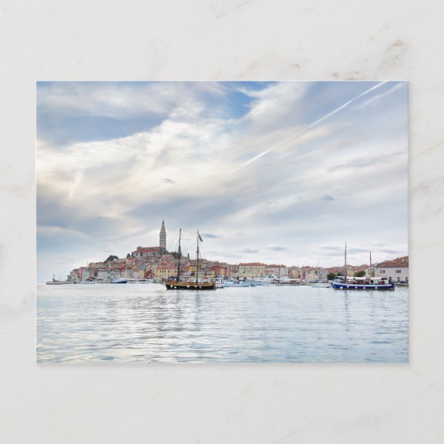 Den gamla staden Istrien Rovinj eller Rovigno i Kr Vykort (Framsida)