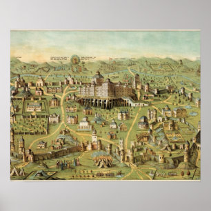 Den gamla staden Jerusalem med Solomontemplet Poster