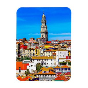 Den gamla staden Porto med torn Clerigos. Magnet