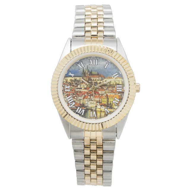 Den gamla staden Prag (Praha) från Bridge Torn Armbandsur (Framsida)