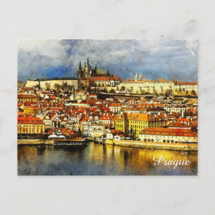 Den gamla staden Prag (Praha) från Bridge Torn Vykort
