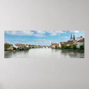 Den gamla staden Regensburg, Tyskland Poster