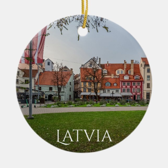 Den gamla staden Riga på hösten Julgransprydnad Keramik (Framsidan)