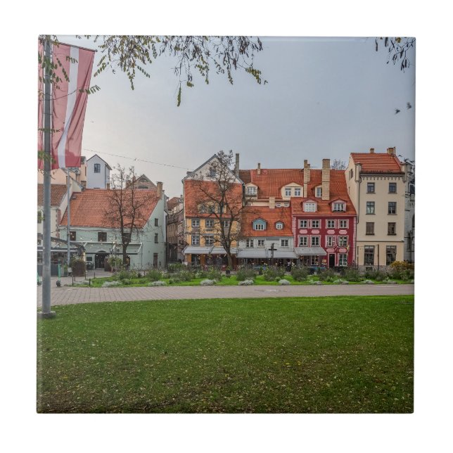 Den gamla staden Riga på hösten Kakelplatta (Framsidan)