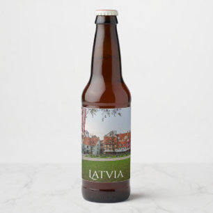 Den gamla staden Riga på hösten Ölflaska Etikett