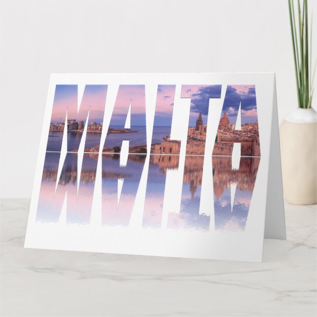 Den gamla staden Valletta och hamntexten i Malta Kort (Framsida)