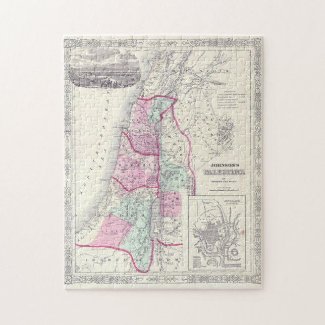 Den gamla staten Palestina-Karta 1864 Pussel (Vertikal)