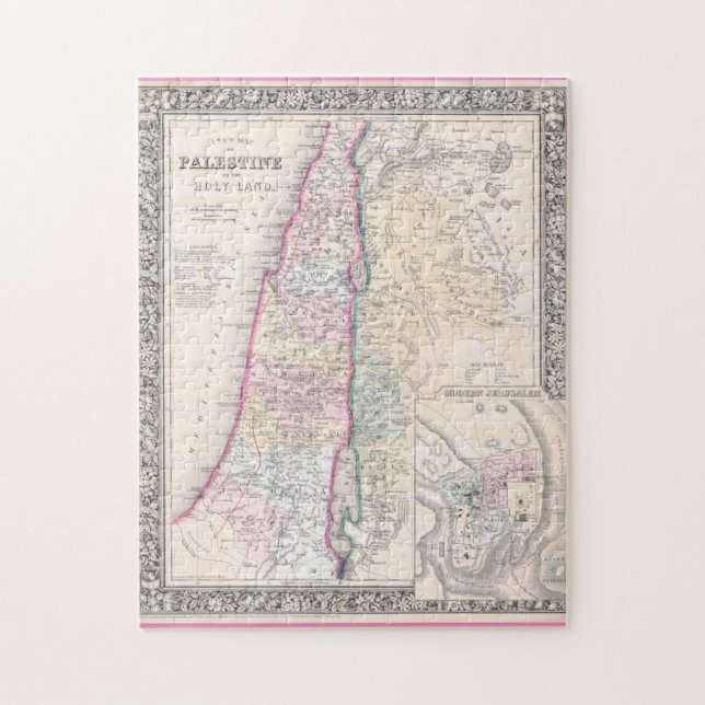 Den gamla staten Palestina-Karta 1864 Pussel (Vertikal)