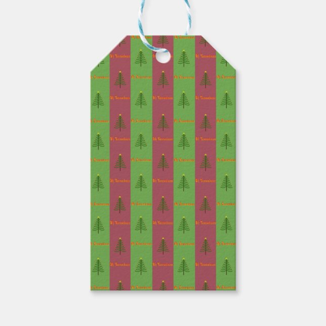 Den gamla världen Julgran Mönster Evergreen Presentetikett (Framsidan)