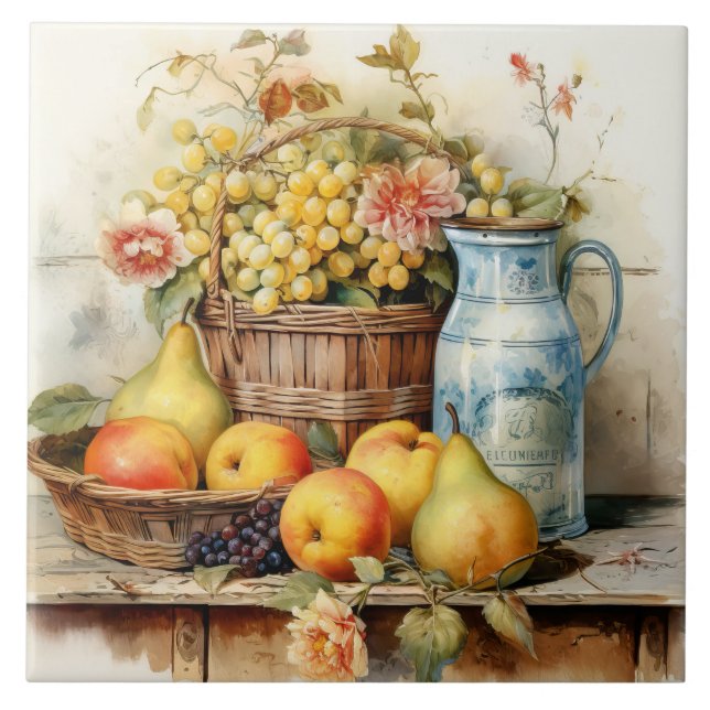 Den gamla världsdelen Stil, fortfarande livstidsli Kakelplatta (Framsidan)