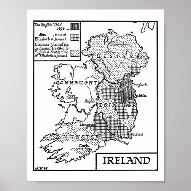 Den gamla världskartan över Irland illustration Poster (Framsidan)