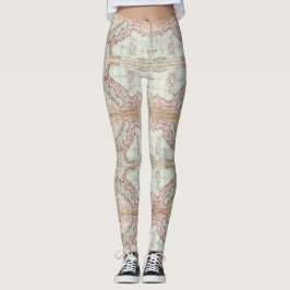 Den gamla världskartan över Italiarna Leggings