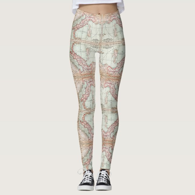 Den gamla världskartan över Italiarna Leggings (Framsida)