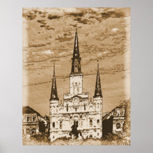 Den gamla Vintagen St Louis-Fransken, kvartal Poster