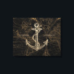 Den gamla World Nautical Anchor Add Namn Black Canvastryck<br><div class="desc">Det här nautiska monogrammet har ett beige ankare med en gammal världskarta som täcker över kanvastrycket. Anpassa med din egen namn. Designad av världsberömd konstnär Tim Coffey.</div>