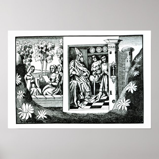 Den gamle bergsmannen ge beställningar till sin f poster (Framsidan)
